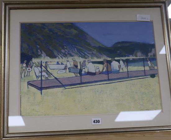 Arthur Hackney, gouache, On the beach, Lulworth, signed and dated 88, 34 x 48cm